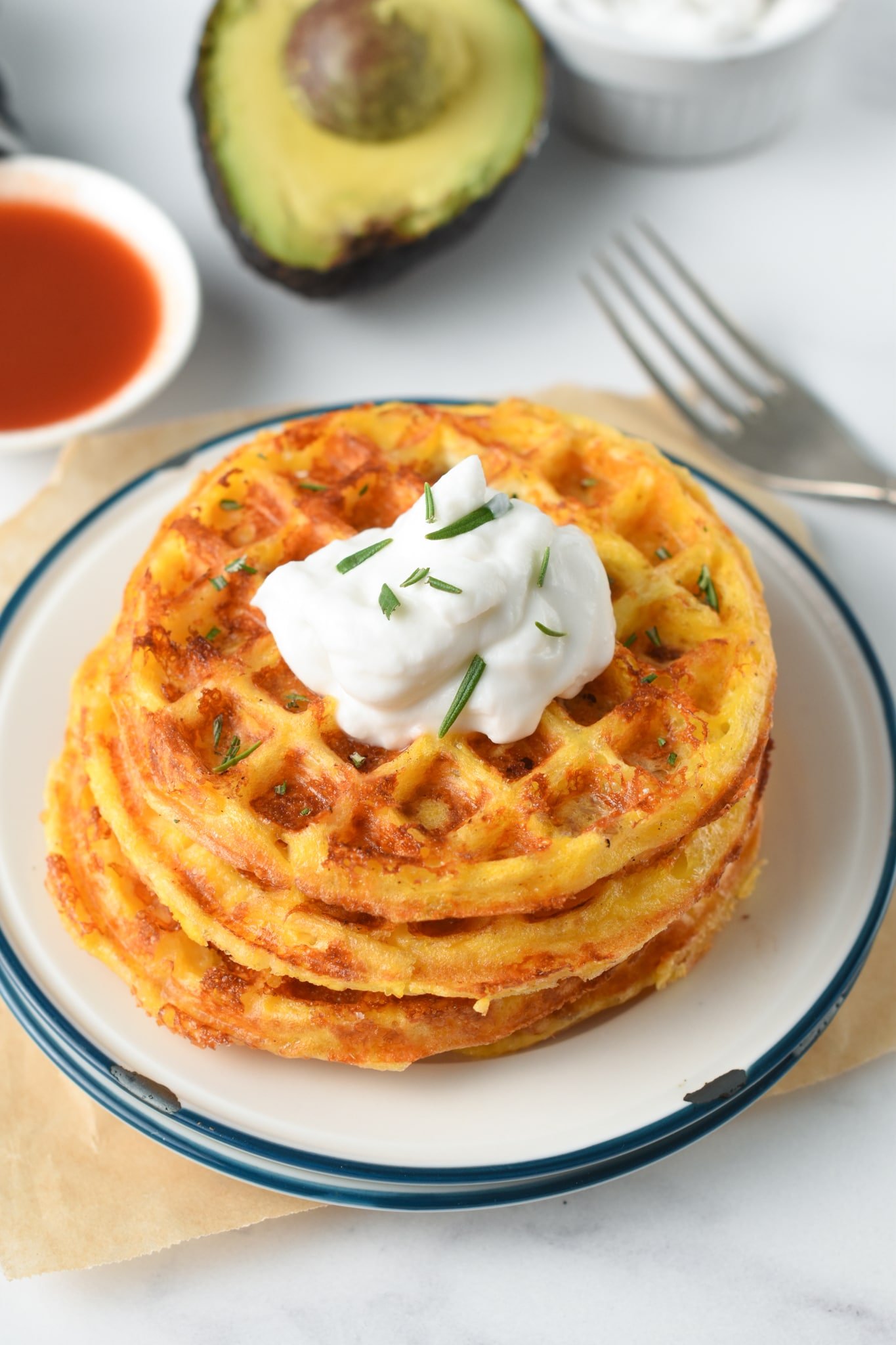 2-ingredient Chaffles on a plate.