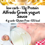 This Alfredo Greek Yogurt Pasta sauce is a lightened-up version of the traditional Alfredo sauce recipe. It's packed with proteins from Greek yogurt, lower in fats and calories but with the same delicious creamy garlic flavors you love.