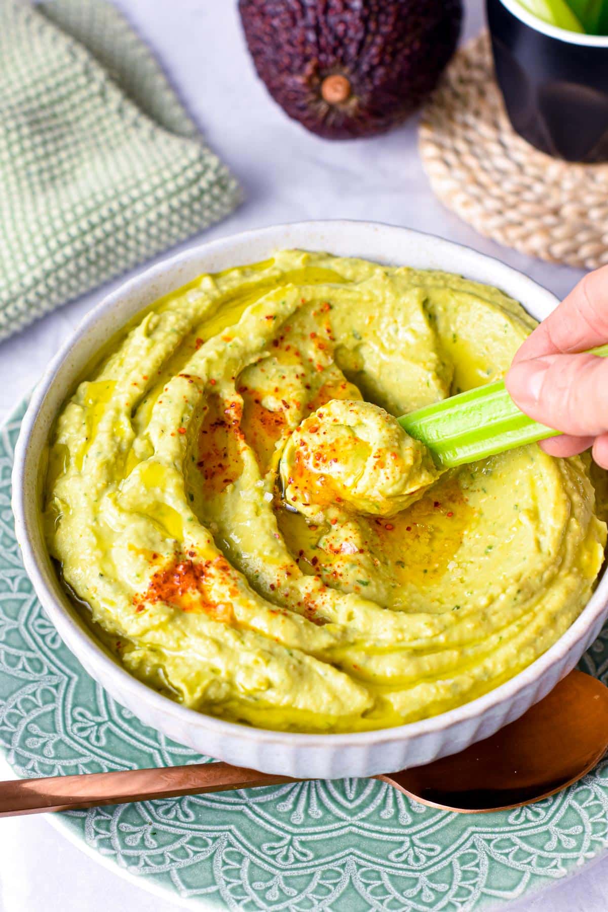 This Avocado Hummus is a creamy green hummus packed with avocado for a boost of healthy fats and ultra creamy texture. Plus, this easy hummus recipe is also vegan, gluten-free and dairy-free so everyone can dip in.This Avocado Hummus is a creamy green hummus packed with avocado for a boost of healthy fats and ultra creamy texture. Plus, this easy hummus recipe is also vegan, gluten-free and dairy-free so everyone can dip in.
