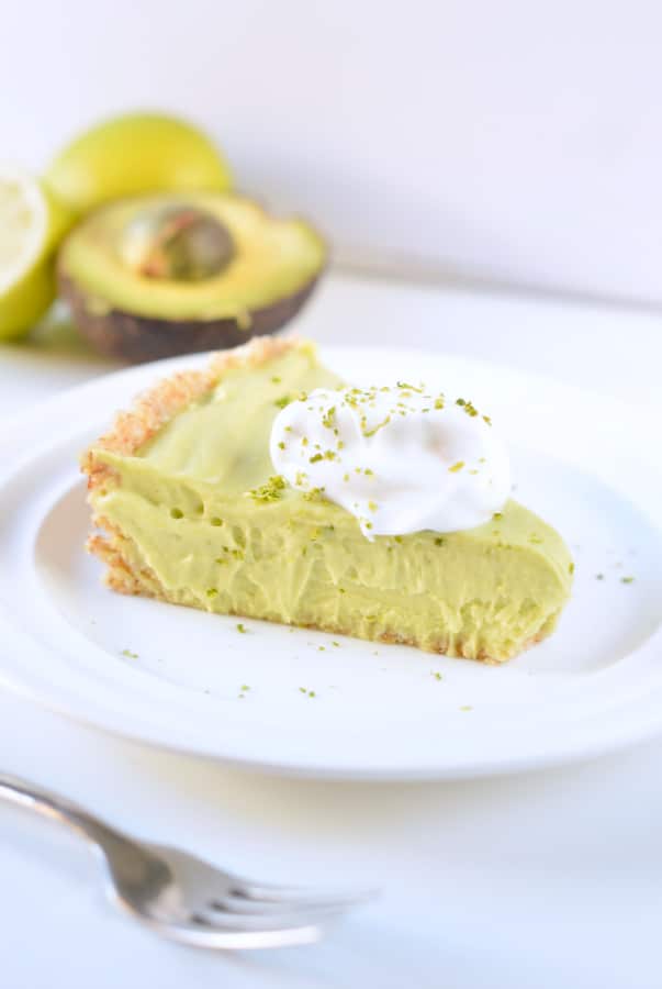 Avocado key lime pie vegan, no bake and low carb.