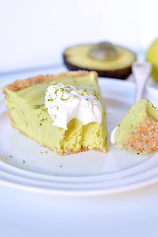 Avocado key lime pie vegan, no bake and low carb. 