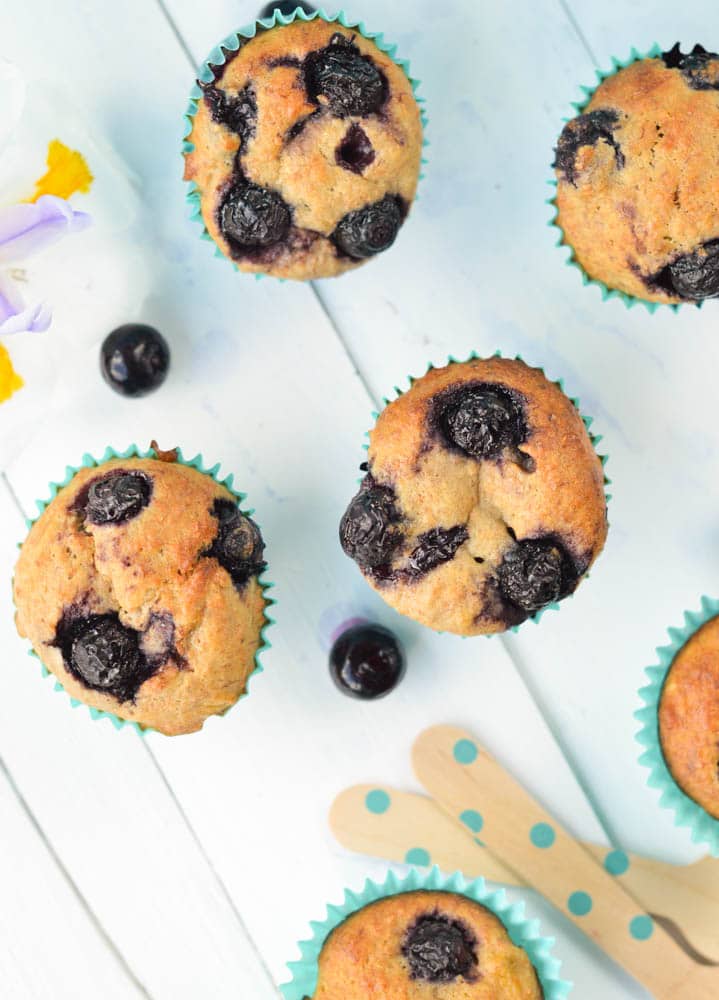 Whole Wheat Banana Blueberry Muffins