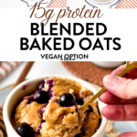 This blended baked oats recipe is an easy, healthy single serve breakfast that truly taste like dessert but packed with 15 g proteins serve. If you are after an healthy breakfast that keep you energized and full until lunchtime, that's the one to try.