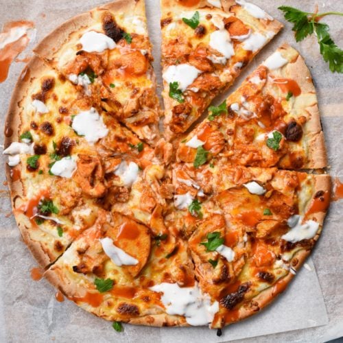 Buffalo Chicken Pizza Recipe (Keto Option!)