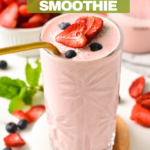 This Cottage Cheese Smoothie is a deliciously thick and creamy high-protein strawberry smoothie made from cottage cheese. With 14 grams of proteins, this is the perfect post work out snack.