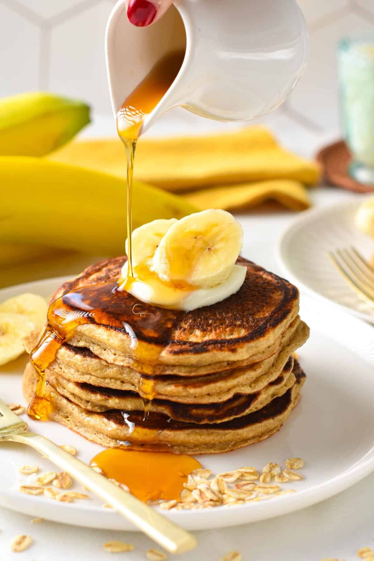 These Cottage Cheese Banana Pancakes are delicious high-protein banana pancakes made from the blended cottage, with no protein powder needed