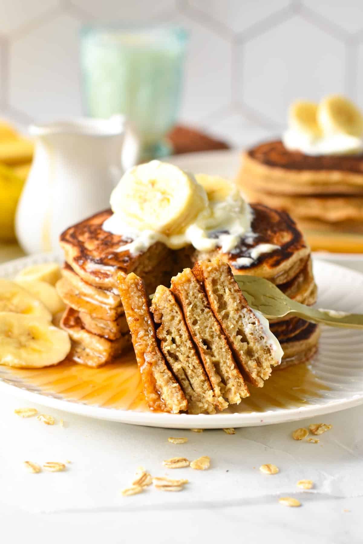 These Cottage Cheese Banana Pancakes are delicious high-protein banana pancakes made from the blended cottage, with no protein powder needed