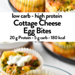 These Cottage Cheese Egg Bites are easy, high-protein breakfast bites perfect for meal prep days of healthy breakfast. They are made with only a few ingredients and are easy to prepare in less than 10 minutes.