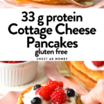 These Cottage Cheese Protein Pancakes are delicious healthy protein pancakes packed with 33g of protein per breakfast.