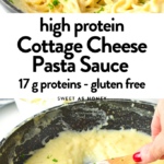 This Cottage Cheese Pasta Sauce is the most delicious creamy protein pasta sauce packed with 17 g of proteins per serve. If you love Alfredo sauce, this healthier version hit the spot.