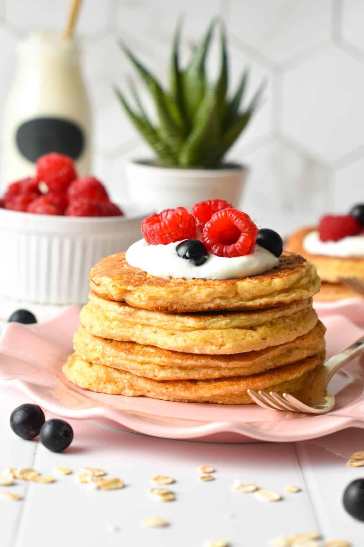 These Cottage Cheese Protein Pancakes are delicious healthy protein pancakes packed with 33g of protein per breakfast.