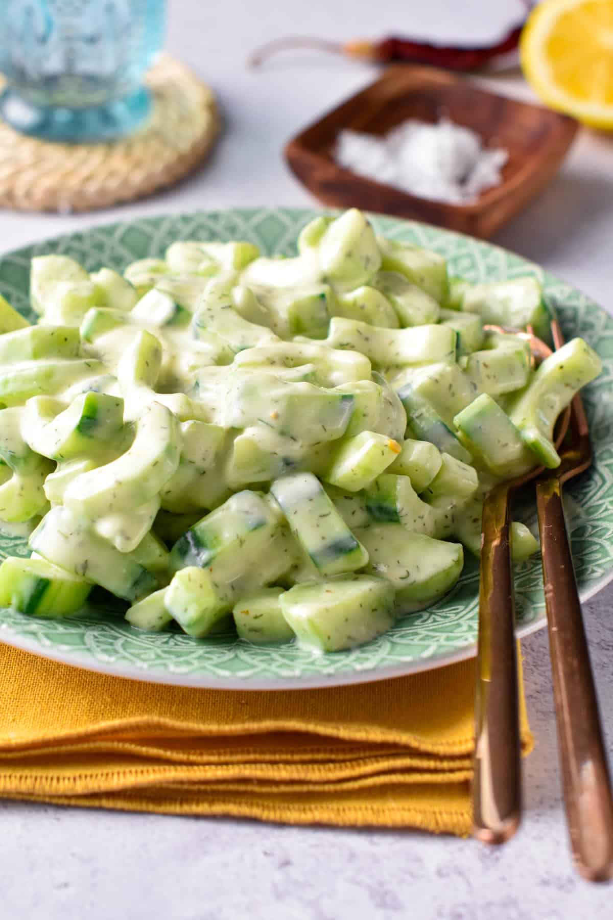 This Cucumber Yogurt Salad is a refreshing, healthy summer salad perfect as a side or light meal or to fill pita bread for a tasty sandwich