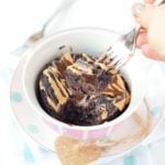 Low Carb Chocolate mug cake recipe with Coconut Flour. Only 4.7 g net carb per serve and 130 kcal., 9 g protein. Gluten free, keto, sugar free and paleo.