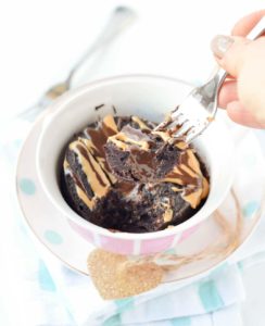 Low Carb Chocolate mug cake recipe with Coconut Flour. Only 4.7 g net carb per serve and 130 kcal., 9 g protein. Gluten free, keto, sugar free and paleo.