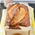 Simple healthy banana bread recipe with Greek Yogurt, coconut oil and whole wheat flour. A delicious moist banana bread sweetened with honey