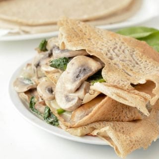 French Buckwheat Crepes (Spinach Mushroom Savory Galette)