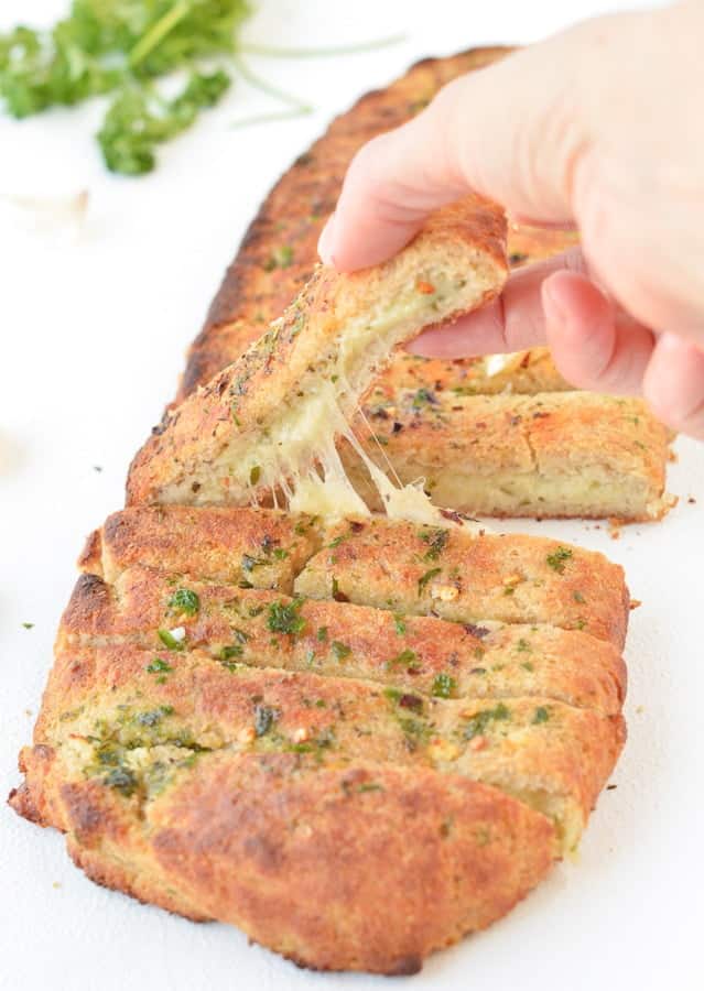 KETO GARLIC BREAD Easy, Cheesy Stuffed bread sticks #ketogarlicbread #ketobread #almondflour #easy #lowcarb #cheesy #quick #best