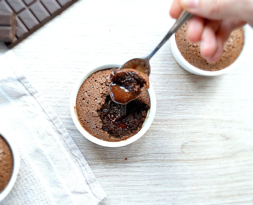 Easy Sugar Free Chocolate Lava Cake Recipe. A molten simple dessert, low carb, gluten free and perfect as a clean treat.