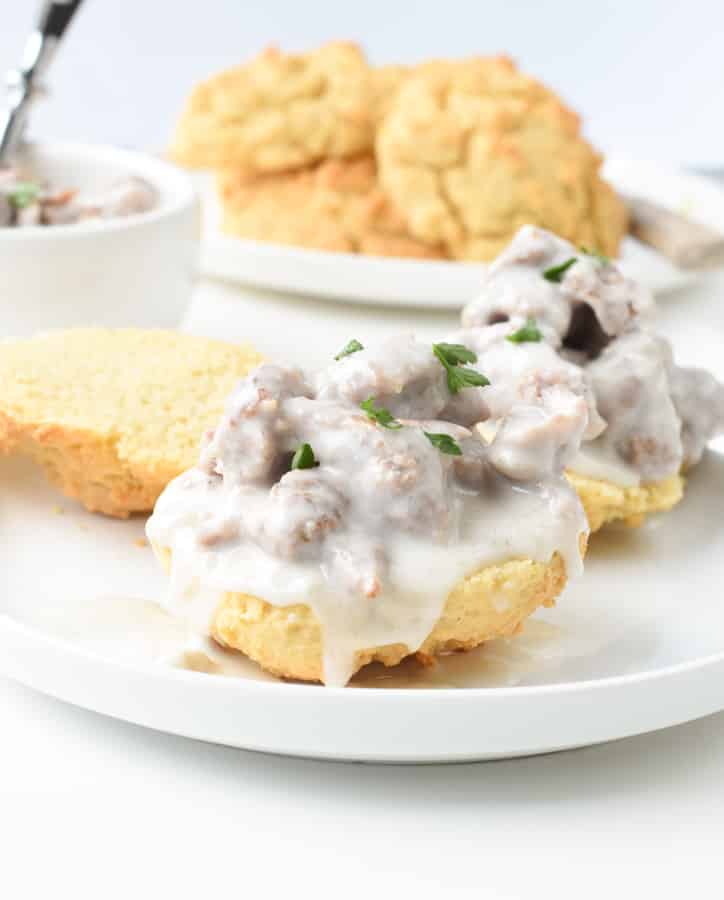 Easy keto Biscuits and sausage gravy