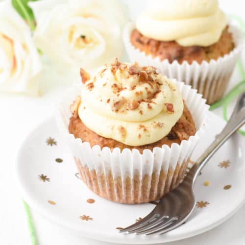 Keto Carrot Cake Muffins with Cream Cheese Frosting