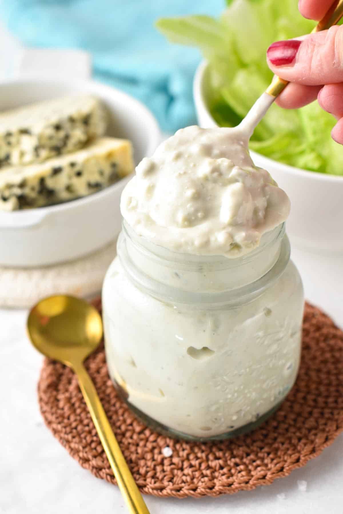 This creamy Gorgonzola dressing is a delicious cheesy salad dressing or dip for raw vegetables packed with cheesy flavors.