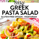This Greek Pasta Salad is an healthy fulfilling salad packed with Greek flavors and crunchy vegetable. If you love salad as a meal, this easy 20 minutes Greek Pasta salad recipe is for you.