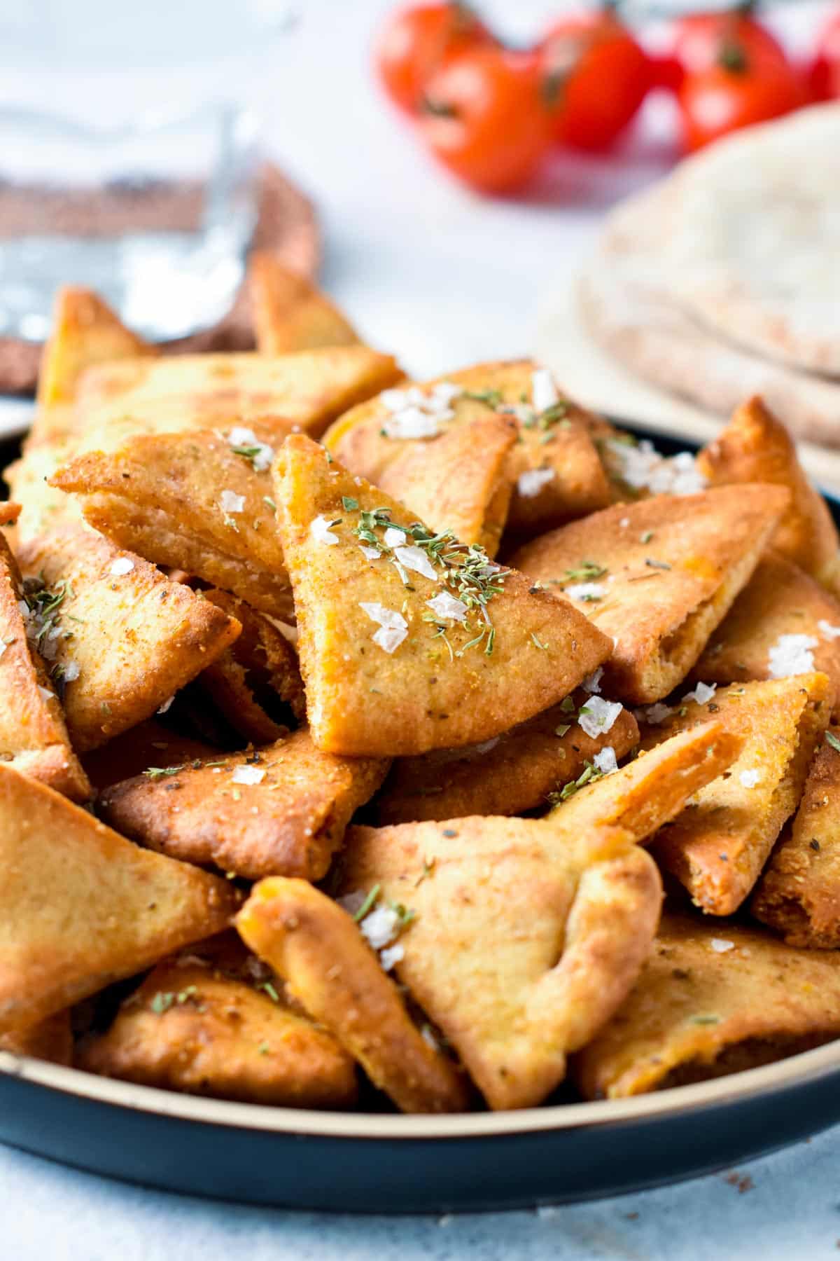 These Homemade Pita Chips are easy, crispy chips made from pita pocket bread and ready in less than 20 minutes. They are perfect the best homemade chips to dip in and serve on your appetizer food platter with raw vegetable.These Homemade Pita Chips are easy, crispy chips made from pita pocket bread and ready in less than 20 minutes. They are perfect the best homemade chips to dip in and serve on your appetizer food platter with raw vegetable.