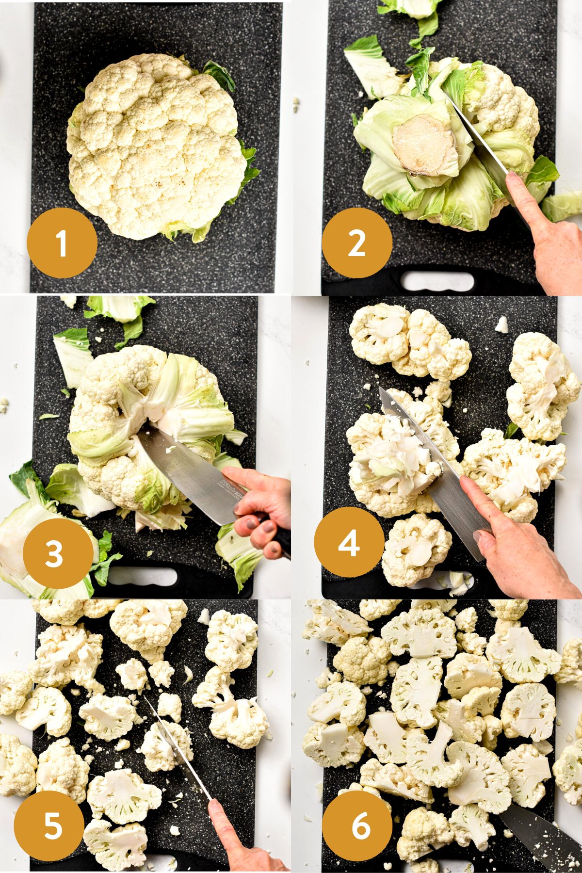 Step-by-step instructions on How to Cut Cauliflower