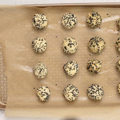 Protein Bagel Bites ready to bake.