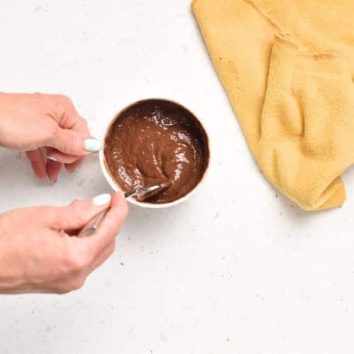 Stirring the Protein Mug Cake batter