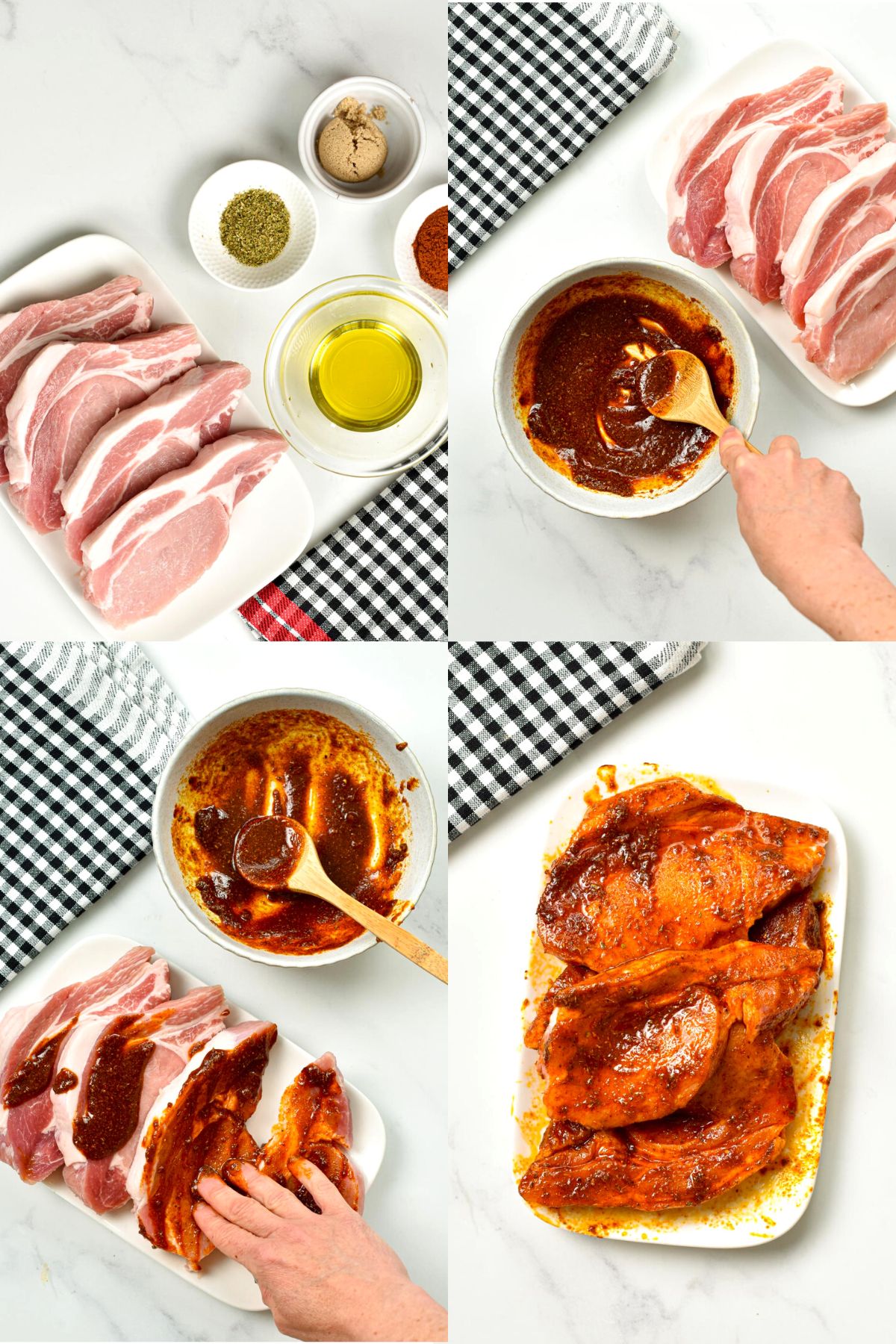 Step-by-step instructions on how to make 4-ingredient Oven Baked Pork Chops.