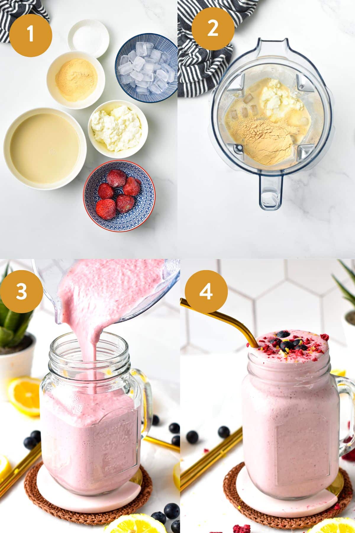 Step-by-step instructions on how to make a Cottage Cheese Protein Shake.