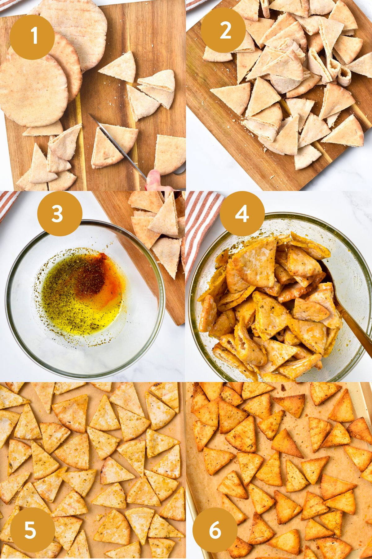 These Homemade Pita Chips are easy, crispy chips made from pita pocket bread and ready in less than 20 minutes. They are perfect the best homemade chips to dip in and serve on your appetizer food platter with raw vegetable.