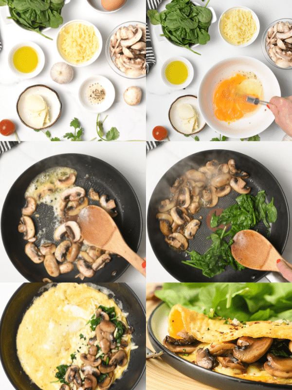 How to make Spinach Mushroom Omelette