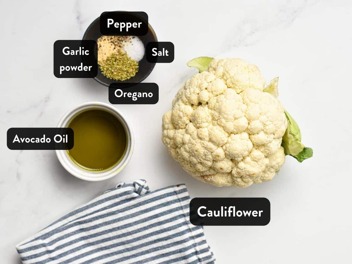 Ingredients for roasting the cauliflower