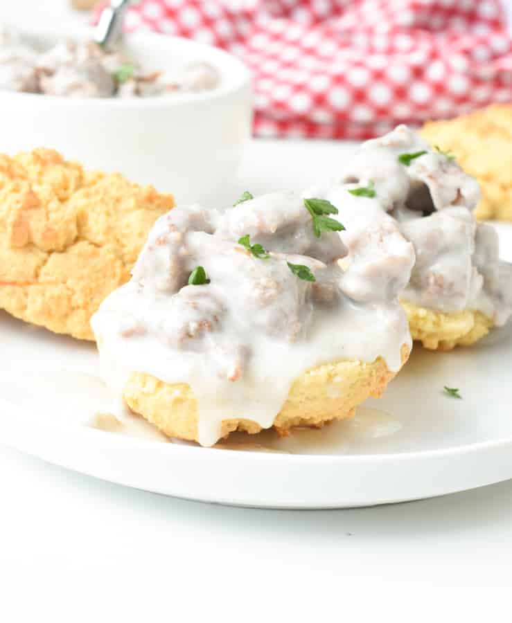 Keto Biscuit recipe and sausage gravy