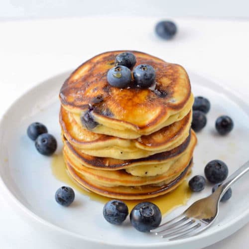 Cream Cheese Pancakes with Blueberries