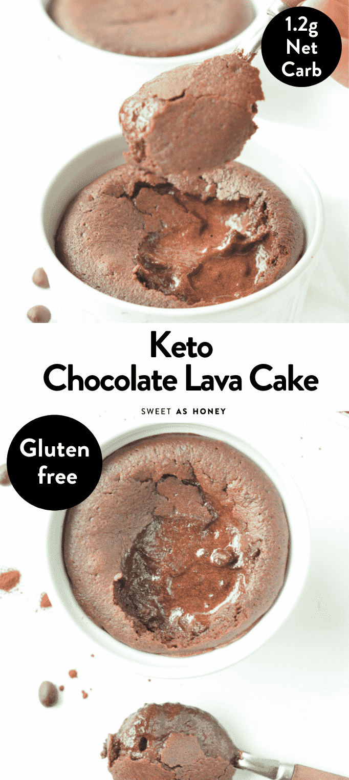 THE BEST KETO LAVA CAKE in the oven with 1 g net carb per serve. #ketolavacake #ketodesserts #ketorecipes #ketocake #keto #chocolate #lavacake #lava #cake #glutenfree #lowcarb #easy #healthy