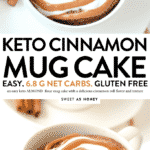 KETO cinnamon mug cake with almond flour, 90 seconds microwae recipe. Keto mug cake taste like a cinnamon roll in a mug. #ketomugcakes #lowcarbmugcakes #mugcake #microwave #cinnamon #ketorecipes"