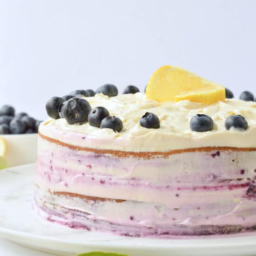 Keto Lemon Cake with Blueberries
