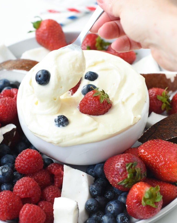 Keto marshmallow fruit dip