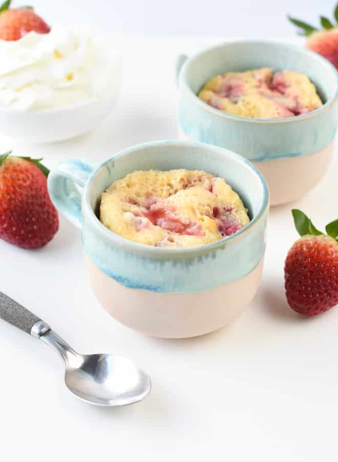 Keto Mug Cake with strawberries