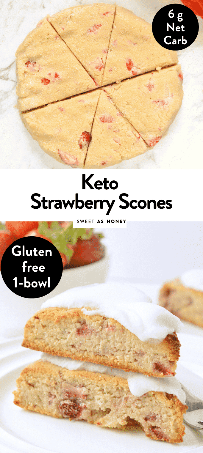 KETO STRAWBERRY SCONES with Glaze 6g net carbs #ketoscones #keto #scones #glutenfree #almondflour #lowcarb #strawberry #recipe #coconutflour #almond