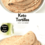 LOW CARB TORTILLAS are keto wraps with 3.8 g net carbs. An easy 5 ingredients recipe. #lowcarbtortillas #almondflour #ketotortillas #almondflourtortillas #bestlowcarbtortillas #lowcarbtortillasrezepte #homemadelowcarbtortillas #veganlowcarbtortillas #5ingredientsrecipe #veganketorecipe #ketovegan #ketowraps #ketobread