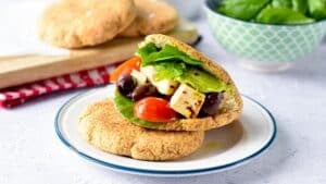 These low carb pita bread are soft, pita flatbread made from low-carb flours and no eggs so you can share with your vegan keto guest. Plus, one pita bread only contains 4.4 g net carbs and they are gluten-free.