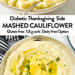 a bowl filled with cauliflower mash and butter on top
