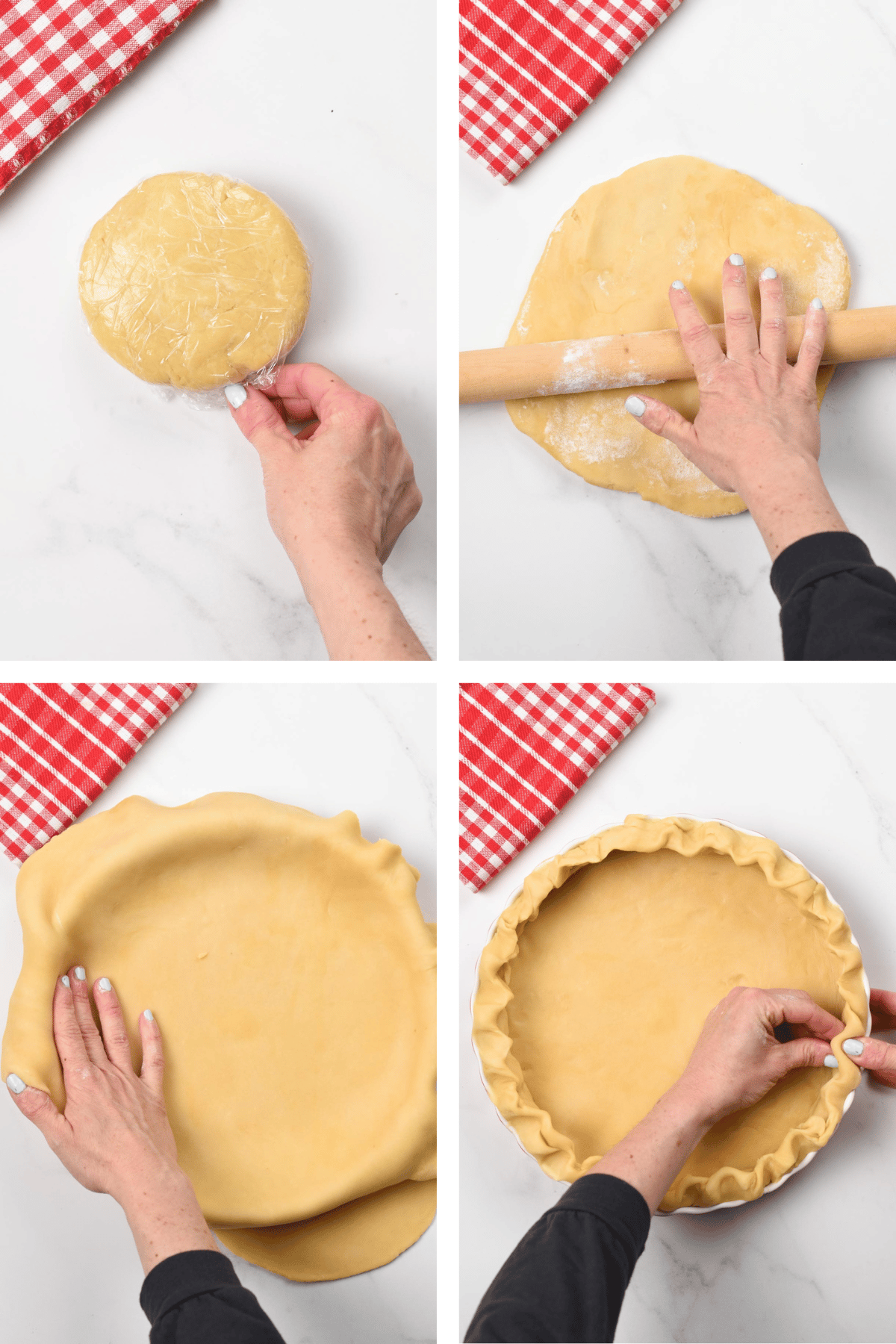 Rolling the 3-Ingredient Pie Crust dough.