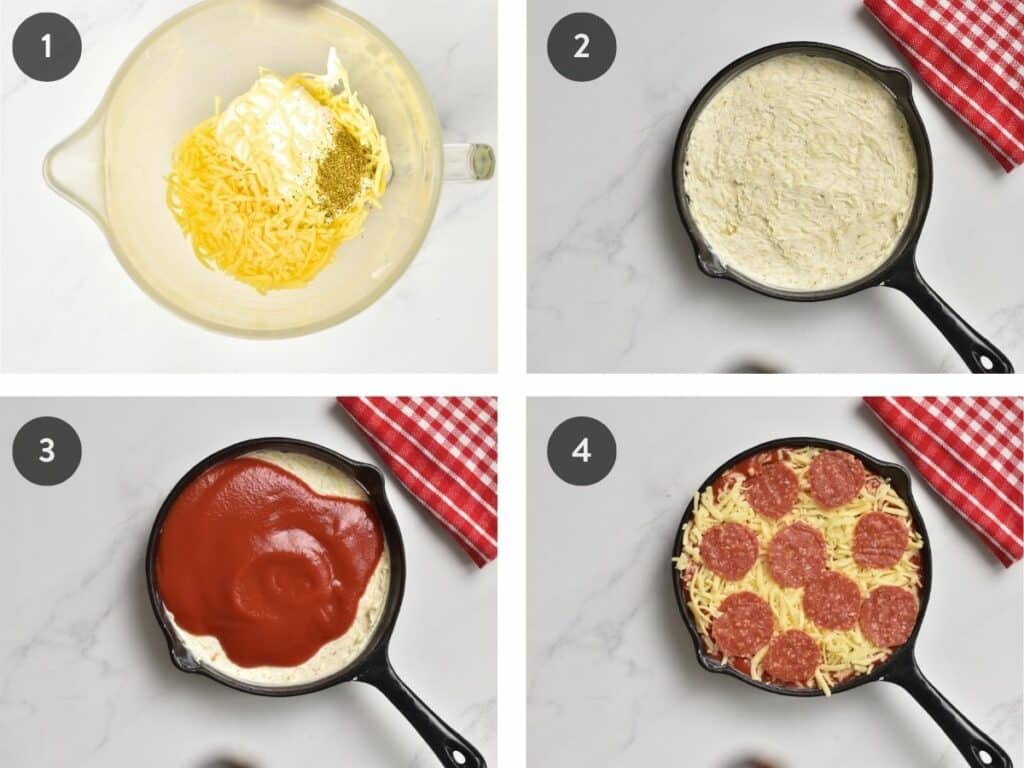 Step-by-step instructions to making the Keto Pizza Dip.