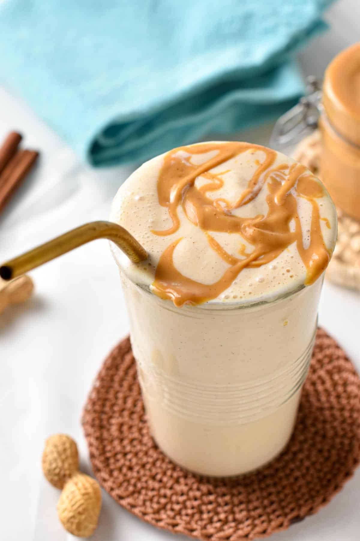 Let's make a creamy Peanut Butter Smoothie without Banana with the thickest texture but less sugar and carbs for a guilt-free summer smoothie.