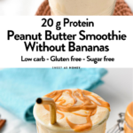 Let's make a creamy Peanut Butter Smoothie without Banana with the thickest texture but less sugar and carbs for a guilt-free summer smoothie.
